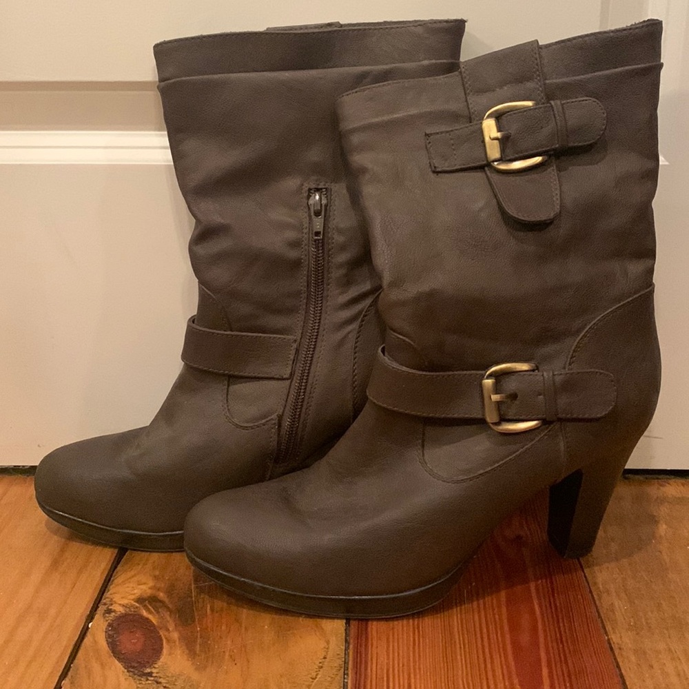 Brown heeled boots